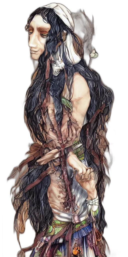 creature, sword, hair, fantasy art transparent PNG cut-out