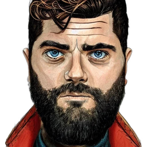 jacket, face, hair, comic book art transparent PNG cut-out