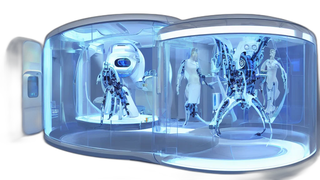 robot, 3d render, concept art, cyberpunk transparent PNG cut-out