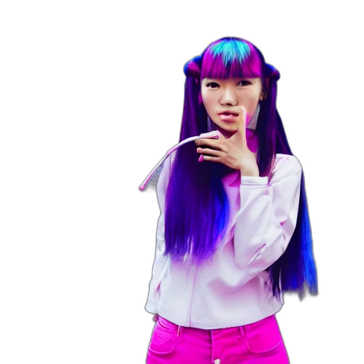 hair, anime, vaporwave, 3d render transparent PNG cut-out