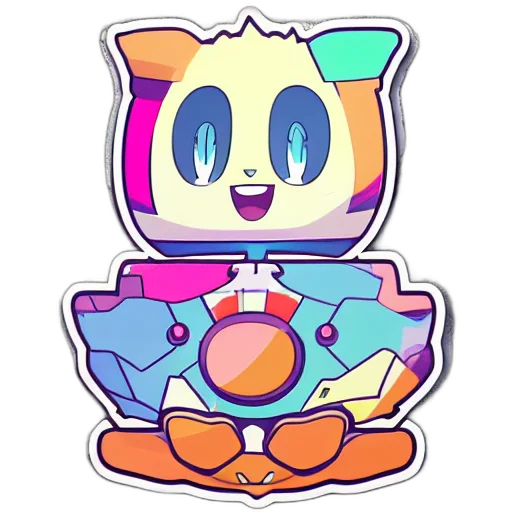 robot, pixel art, vaporwave, cartoon transparent PNG cut-out