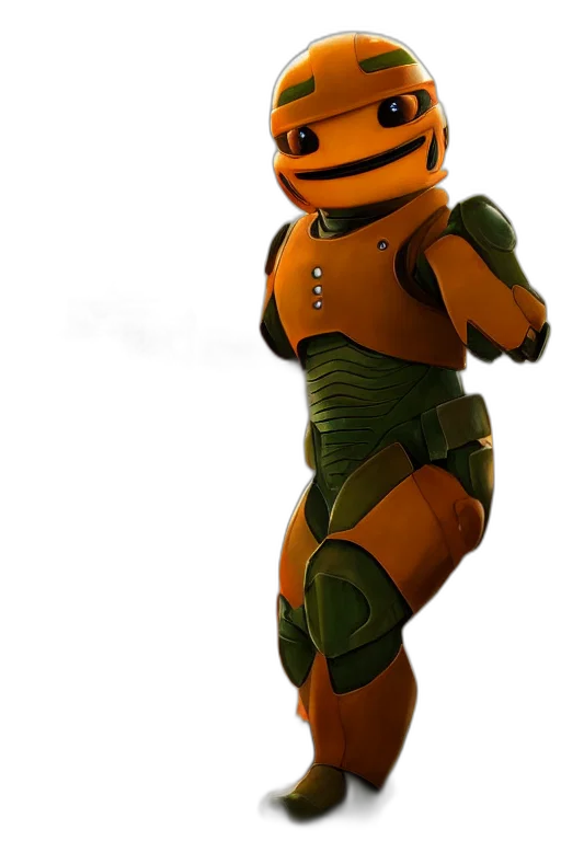 robot, 3d render, concept art, green transparent PNG cut-out