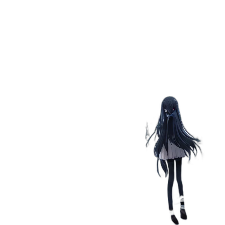 dress, creature, hair, staff transparent PNG cut-out