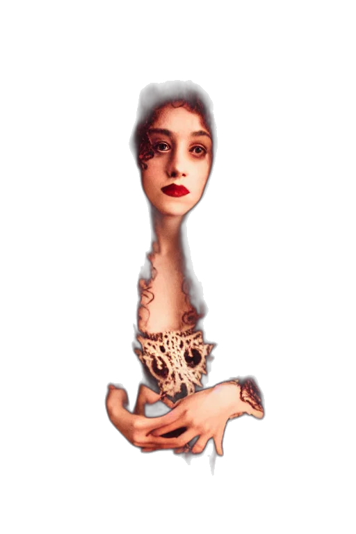 dress, jewelry, face, creature transparent PNG cut-out