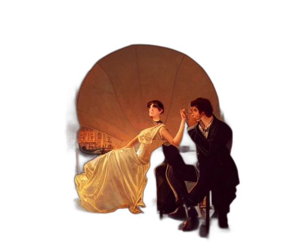 umbrella, dress, concept art, oil painting transparent PNG cut-out
