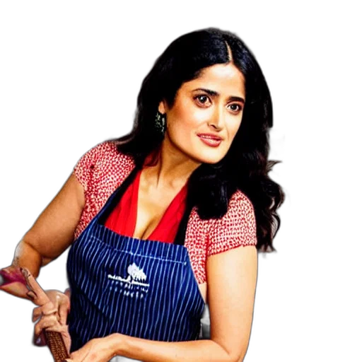 salma, hayek, posing, cooking transparent PNG cut-out