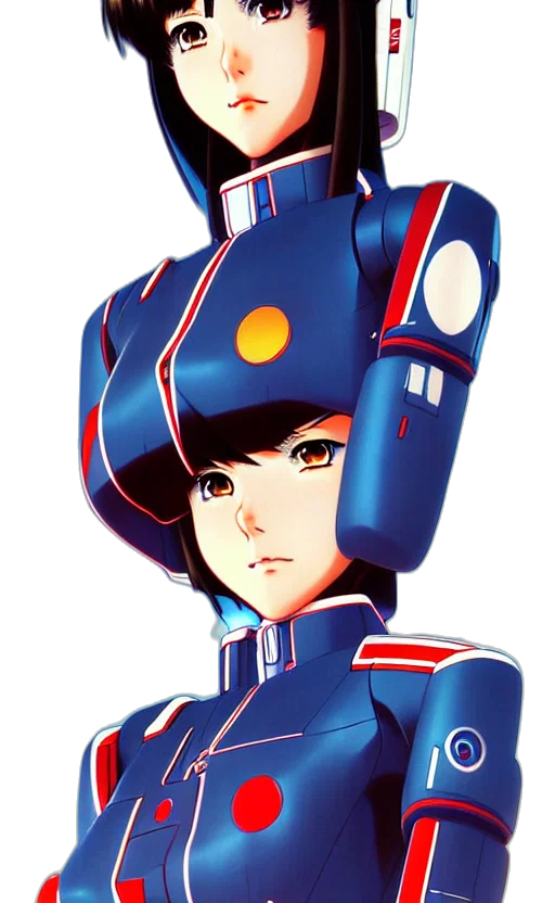 robot, face, jacket, staff transparent PNG cut-out