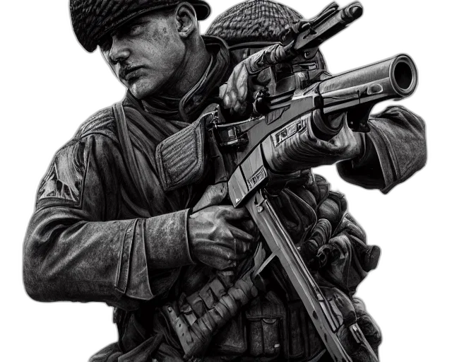 weapon, jacket, hat, face transparent PNG cut-out
