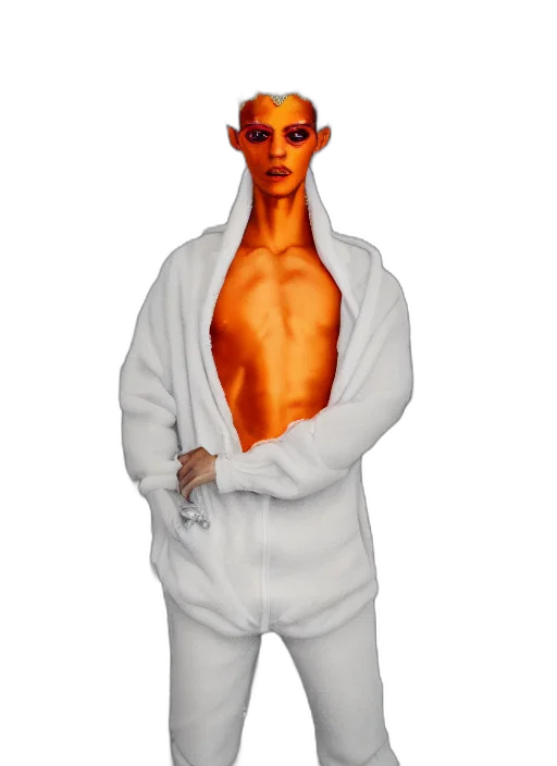 creature, jacket, staff, 3d render transparent PNG cut-out
