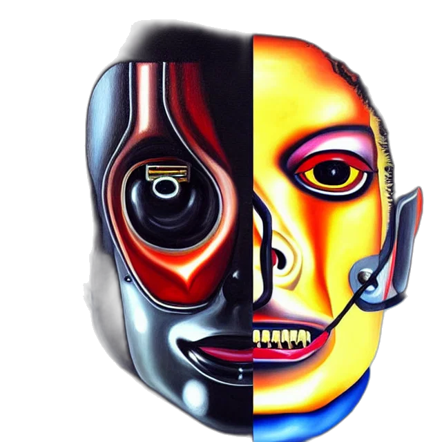 mask, face, robot, photorealistic transparent PNG cut-out