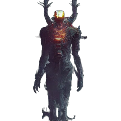 robot, creature, mask, staff transparent PNG cut-out
