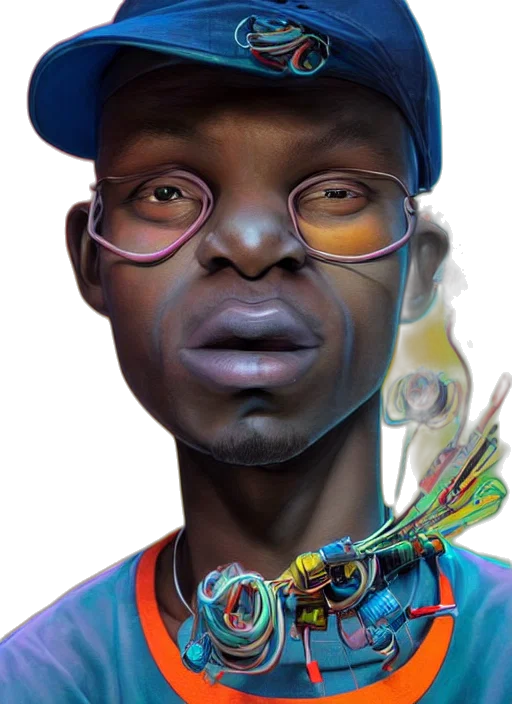 face, hat, staff, photorealistic transparent PNG cut-out