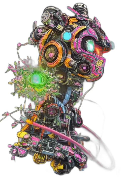 robot, weapon, staff, mask transparent PNG cut-out