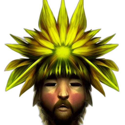 flower, crown, face, staff transparent PNG cut-out