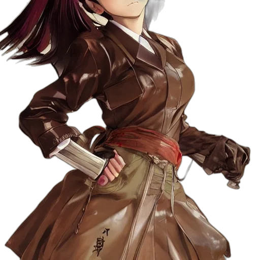 jacket, staff, dress, weapon transparent PNG cut-out