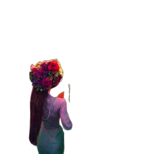 dress, flower, crown, hair transparent PNG cut-out