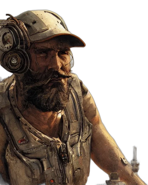 concept art, photorealistic, bearded, rugged transparent PNG cut-out