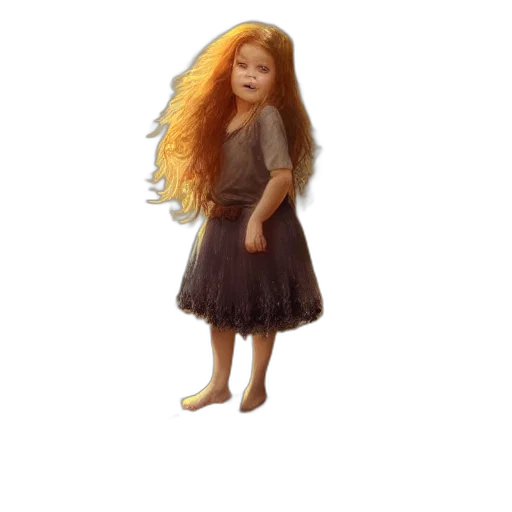 dress, hair, 3d render, concept art transparent PNG cut-out
