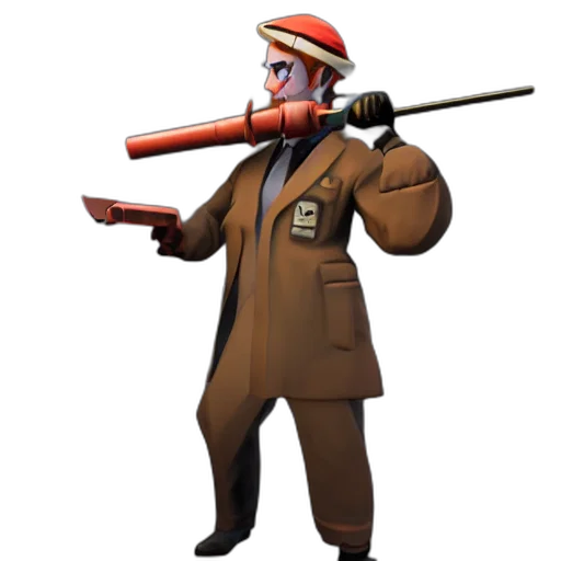 staff, weapon, jacket, hat transparent PNG cut-out