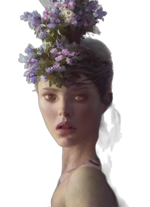 crown, face, flower, dress transparent PNG cut-out