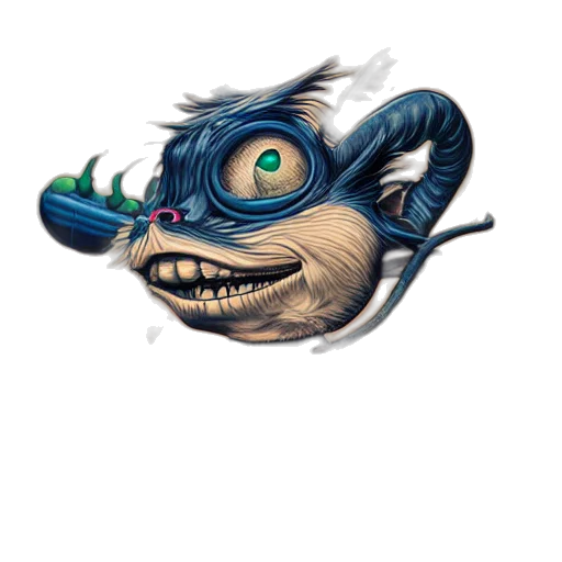 dragon, creature, mask, staff transparent PNG cut-out