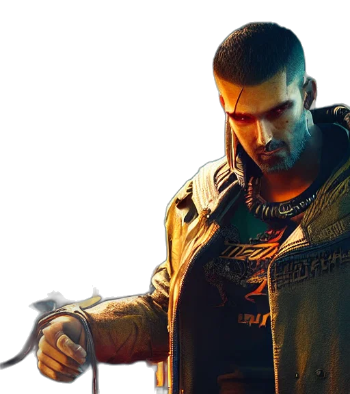jacket, concept art, cyberpunk, charismatic transparent PNG cut-out