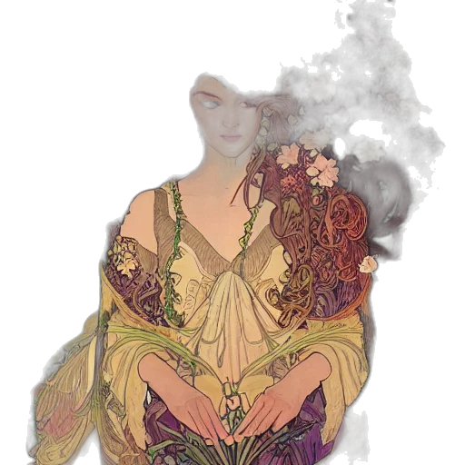 dress, mask, staff, dragon transparent PNG cut-out