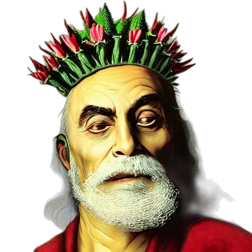 crown, face, staff, photorealistic transparent PNG cut-out