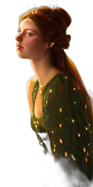dress, crown, jewelry, staff transparent PNG cut-out