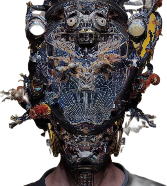 robot, mask, face, crown transparent PNG cut-out