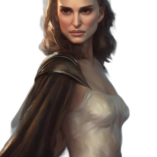 face, staff, dress, fantasy art transparent PNG cut-out