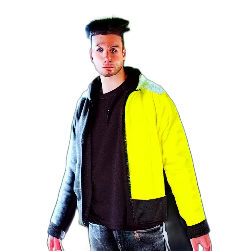 jacket, staff, hat, cyberpunk transparent PNG cut-out