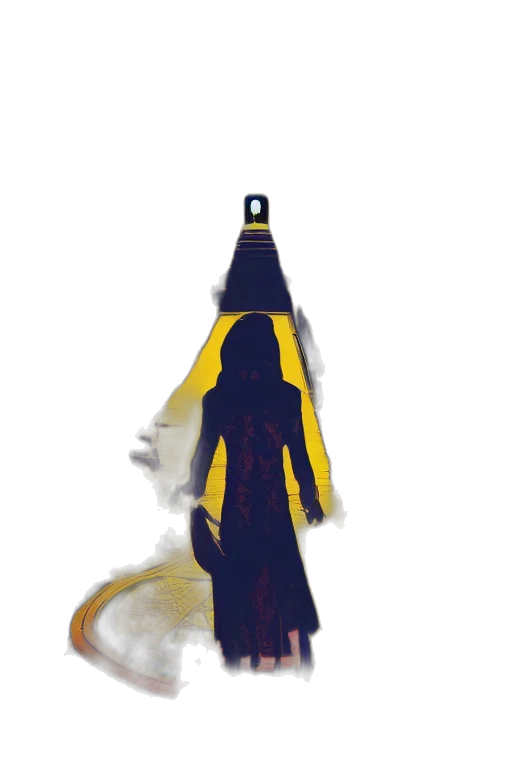 dress, creature, staff, mask transparent PNG cut-out