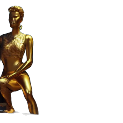3d render, concept art, golden, portrait transparent PNG cut-out