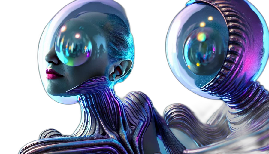 robot, mask, creature, 3d render transparent PNG cut-out