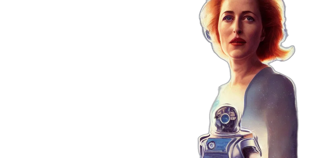 robot, dress, face, photorealistic transparent PNG cut-out