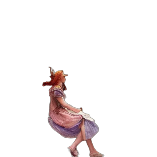 dress, staff, creature, crown transparent PNG cut-out
