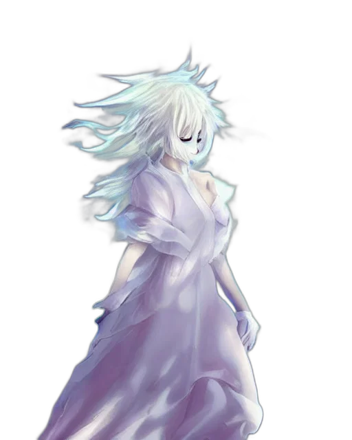 dress, dragon, staff, hair transparent PNG cut-out