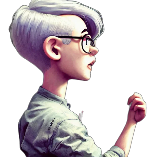 face, jacket, hair, staff transparent PNG cut-out