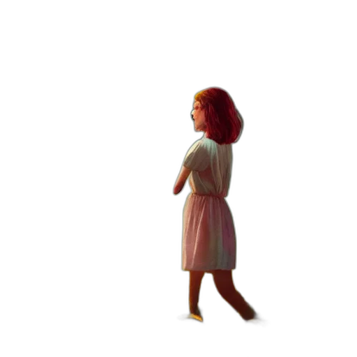 dress, hair, robot, staff transparent PNG cut-out