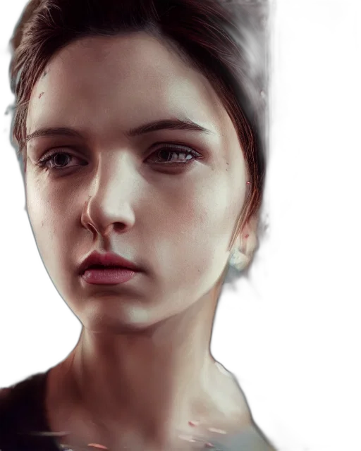 face, photorealistic, concept art, oil painting transparent PNG cut-out