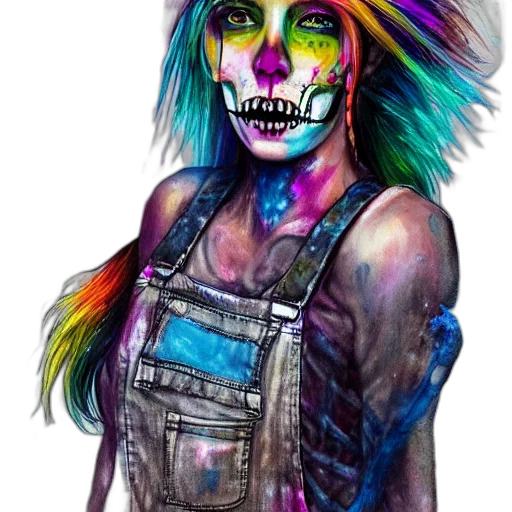 face, cyberpunk, watercolor, fantasy art transparent PNG cut-out