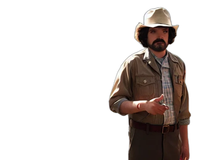 jacket, hat, staff, animal transparent PNG cut-out
