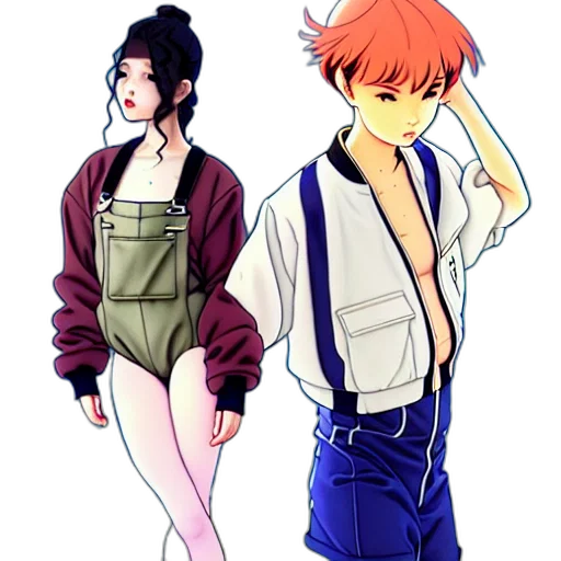 jacket, anime, concept art, pixel art transparent PNG cut-out