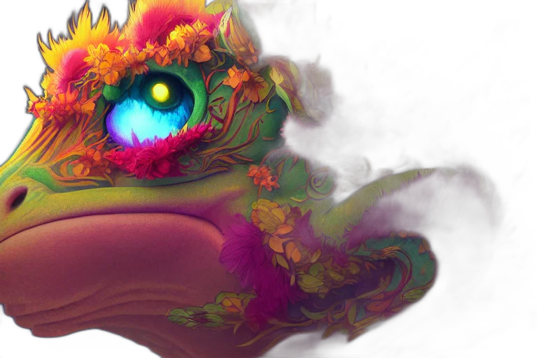 dragon, crown, mask, flower transparent PNG cut-out
