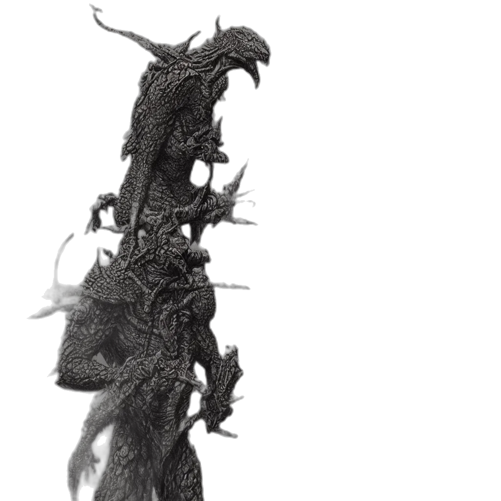 dragon, creature, staff, hair transparent PNG cut-out