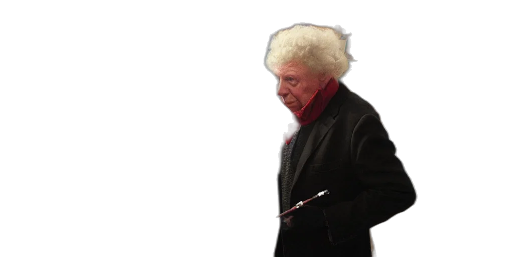 hair, jacket, staff, face transparent PNG cut-out