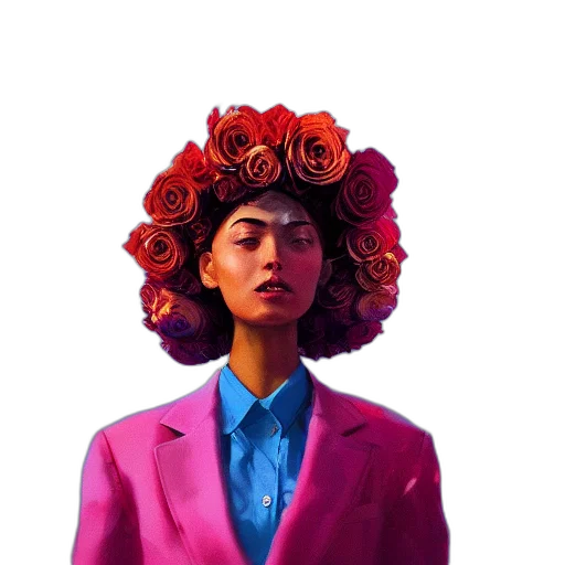 jacket, flower, face, crown transparent PNG cut-out
