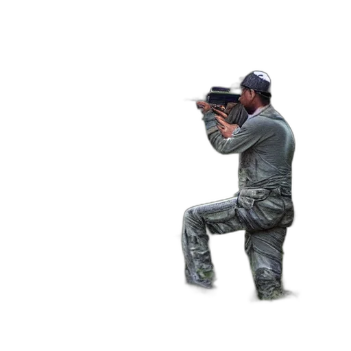 weapon, staff, jacket, robot transparent PNG cut-out