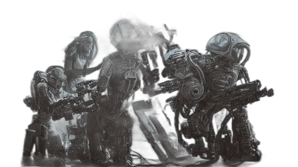 robot, weapon, concept art, comic book art transparent PNG cut-out